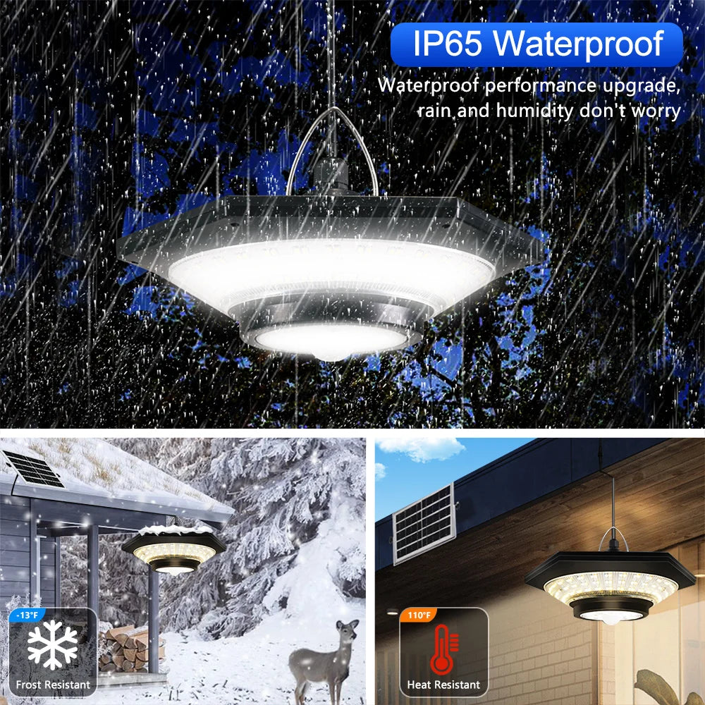 Solar Pendant Lights Outdoor Solar Shed Light Motion Sensor 288 LEDs