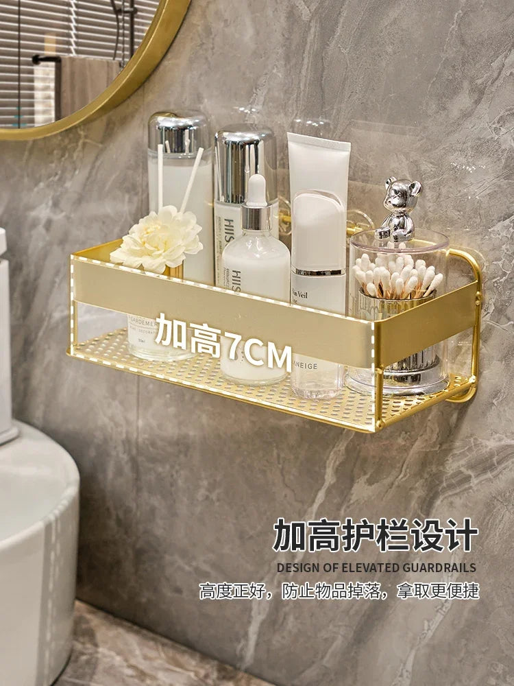 Gold storage rack bathroom storage rack wall mounted