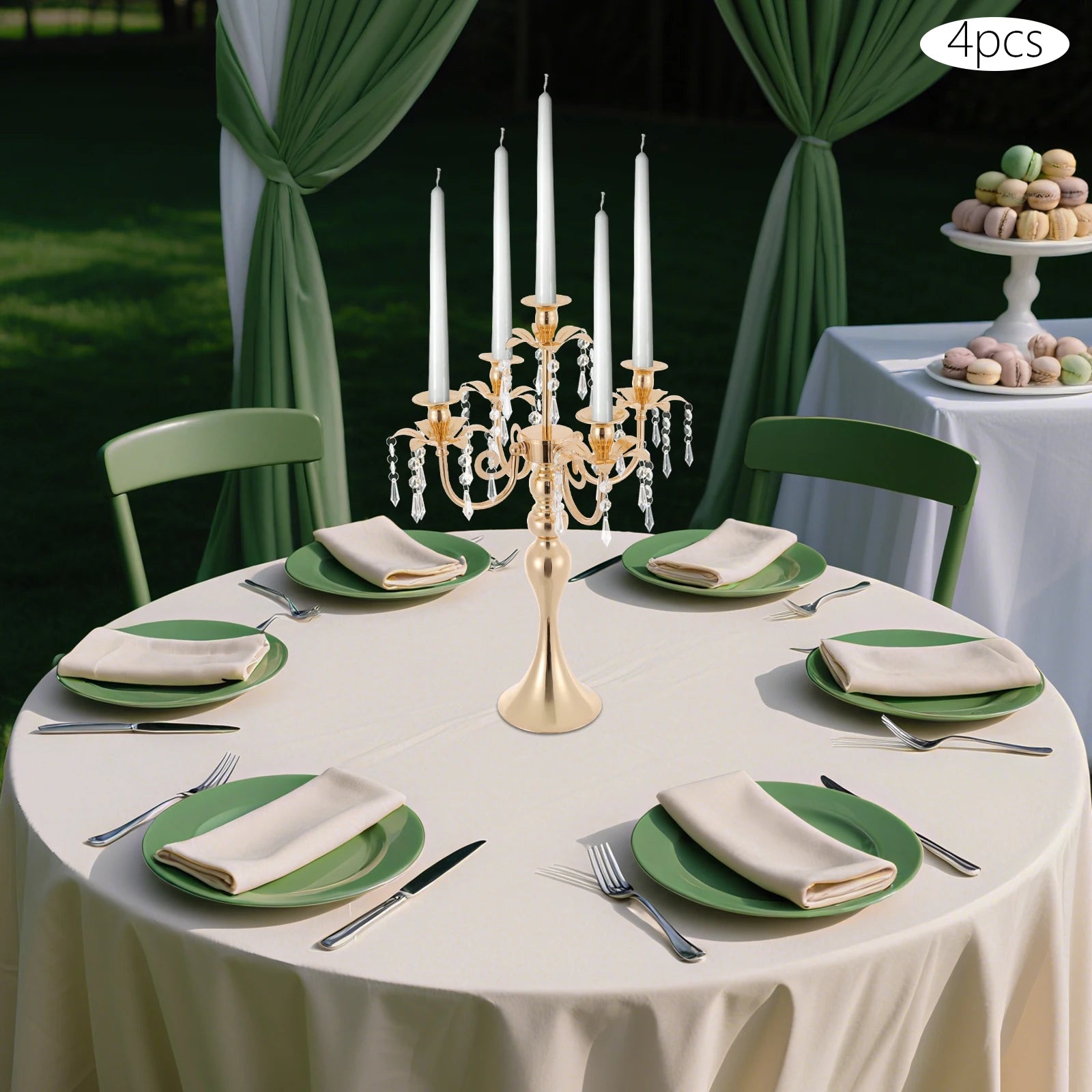 4Pcs 5-Arm Vintage Candle Holders 20in Black