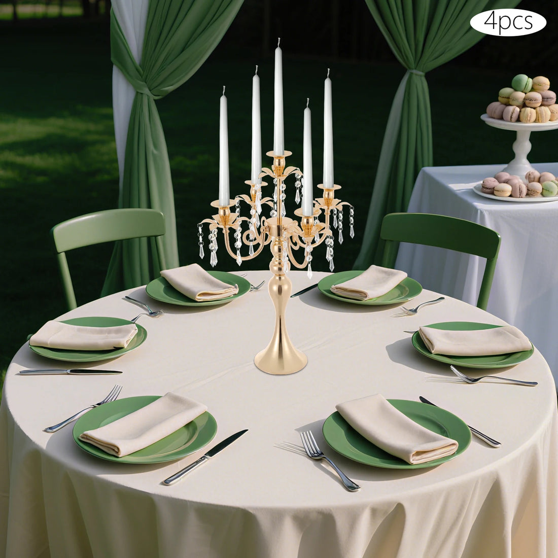 4Pcs 5-Arm Vintage Candle Holders 20in Black