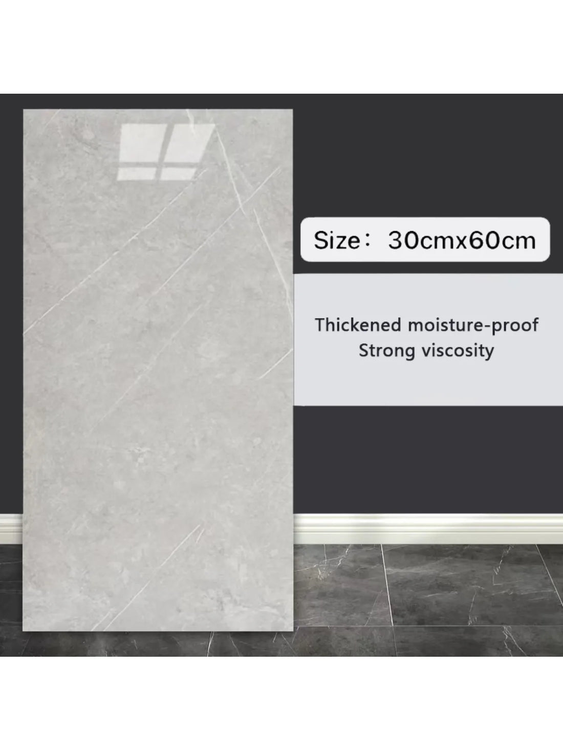 10Pcs Self-adhesive Marble Tiles Sticker Waterproof 30cmx60cm Tiles