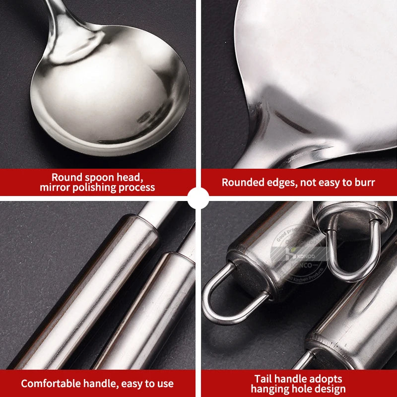 KONCO 6 Pieces Kictche Cooking Utensil Set Stainless Steel Cookware Set