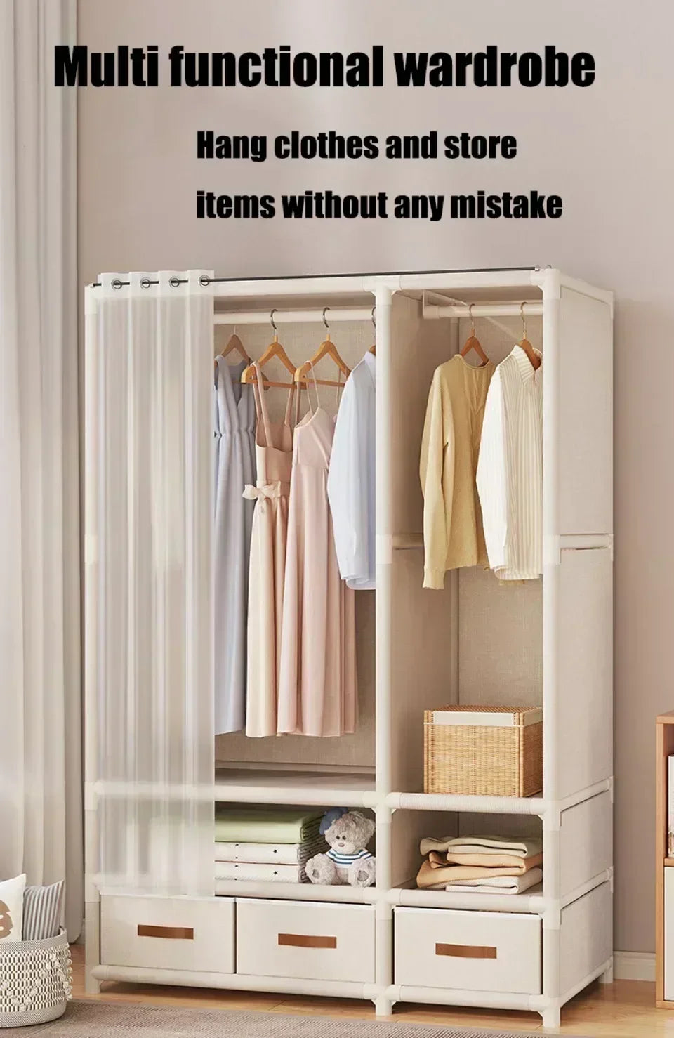 Wardrobe for HomeUse Bedroom Simple and LargeCapacityFabric Cabinet