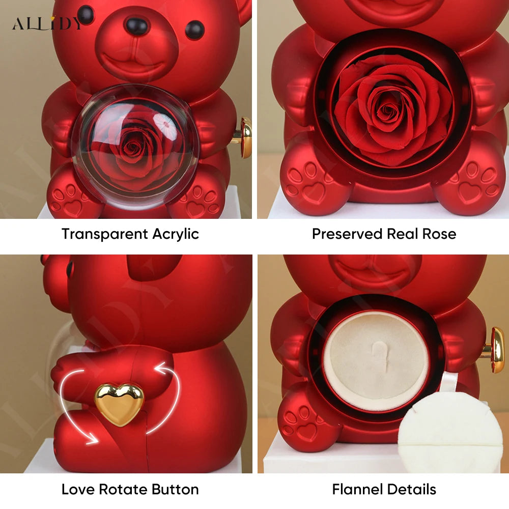 2025 Hot Eternal Rose Teddy Bear Gift Box with Custom Necklace Jewelry Set