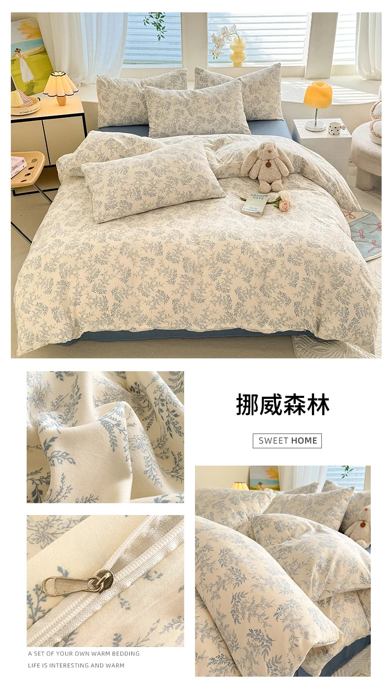 Cute Dog Printed Duvet Covet Set Brown Color Comforter Cover with Pillowcase