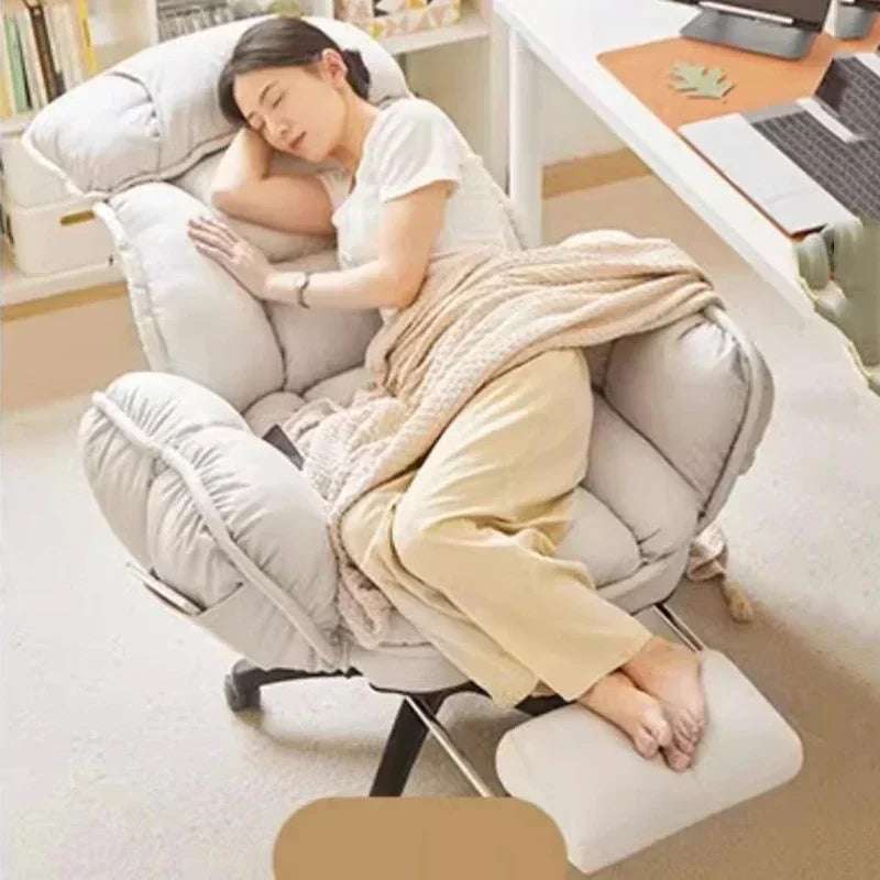 Footrest Wheels Office Chair Kids Velvet