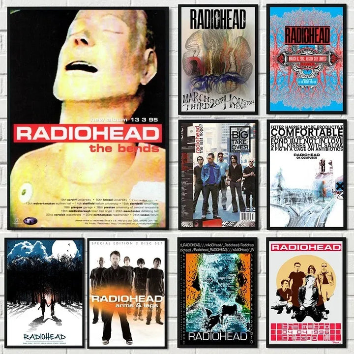 Scandinavian Classic Vintage Wall Art Rock Band Radiohead Music Canvas