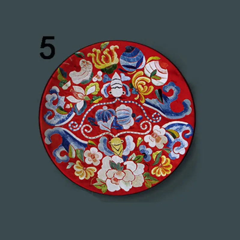 6-8inch Chinese Style Ceramic Plate with Dragon Phoenix