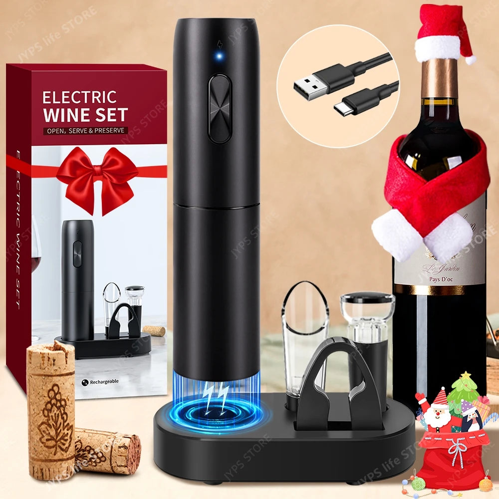 5 in1 Electric Wine Opener Set with Charging Base Automatic