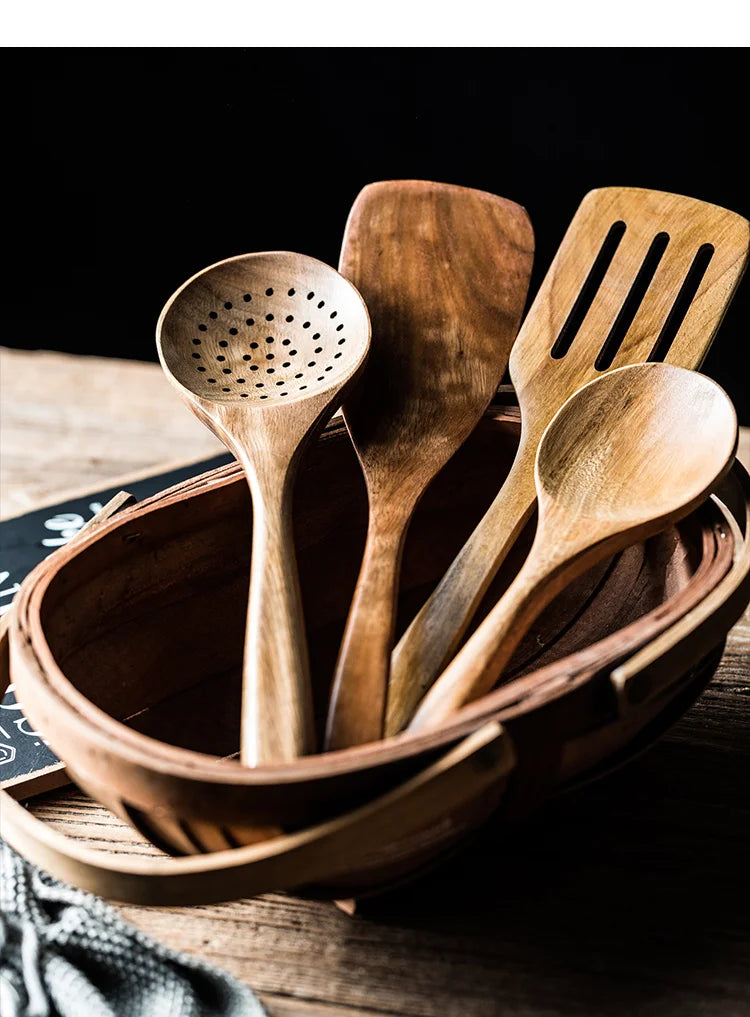 9PCS Wooden Spoons For Cooking, Wooden Utensils For Cooking