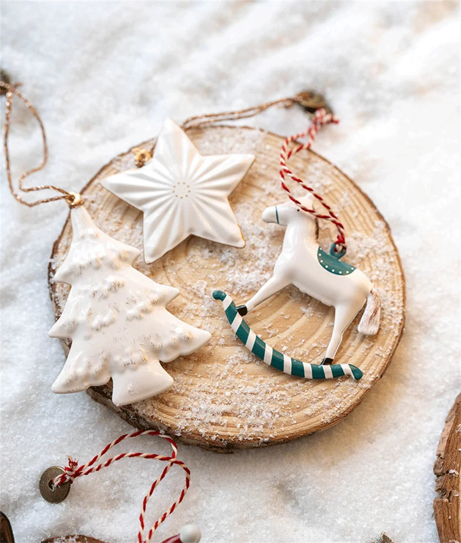 Metal Hand Painted Hanging Christmas Tree Decoration, Holiday Gift