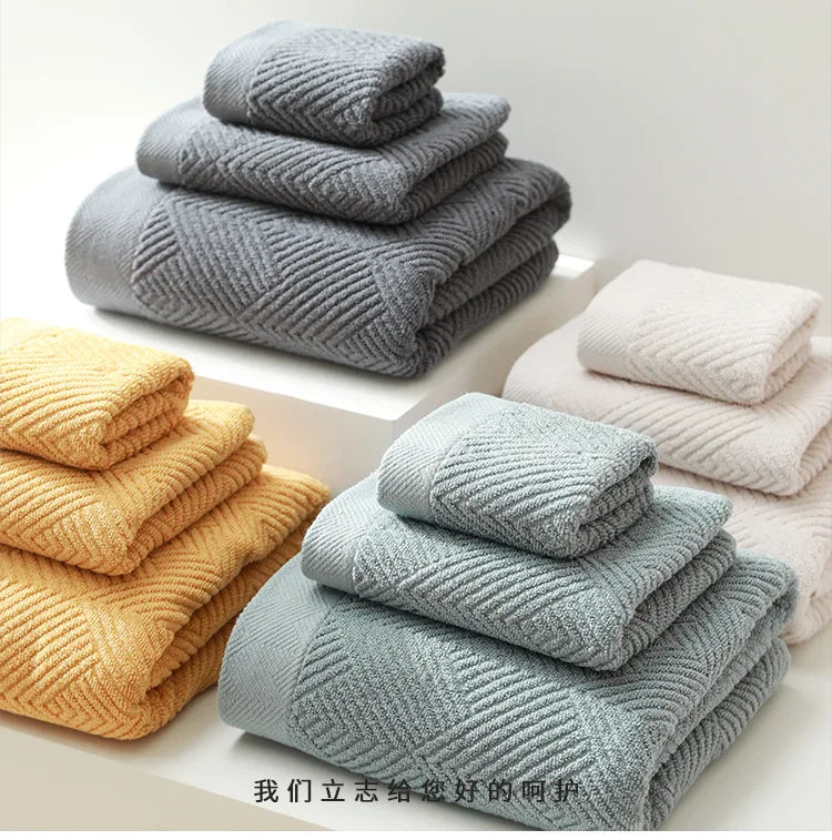 3Pcs/Pack Long-Staple Cotton Bath Towel Face Towel Set