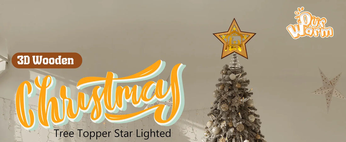 OurWarm Christmas Tree Topper Star Lighted, with Lights
