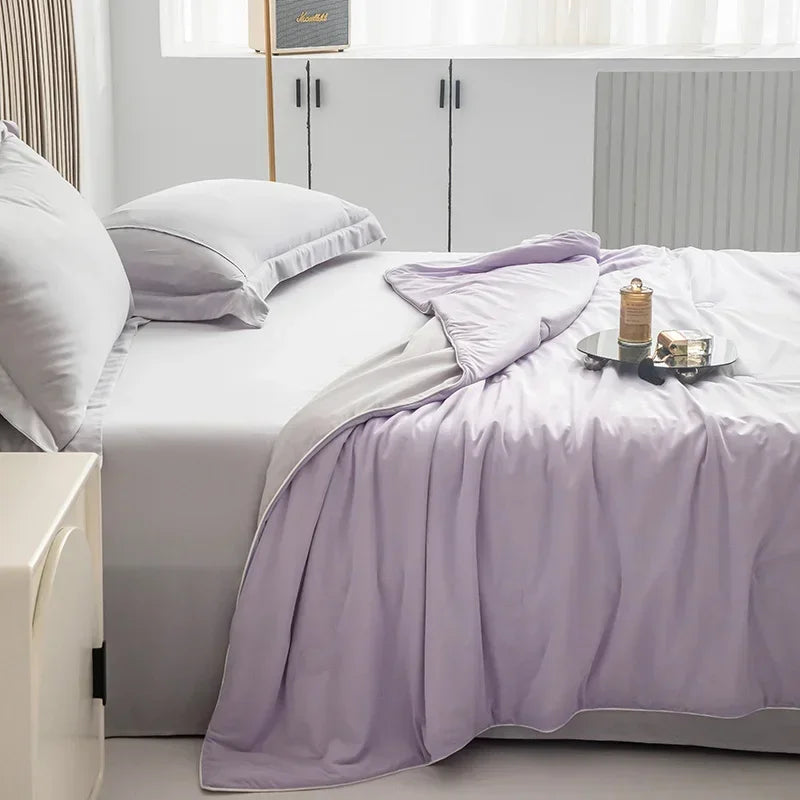 Air Condition Comforter for Summer Pure Color Ice Silk Cooling Blanket