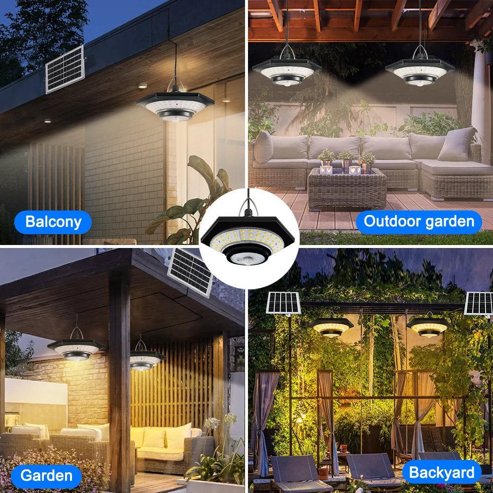 Solar Pendant Lights Outdoor Solar Shed Light Motion Sensor 288 LEDs
