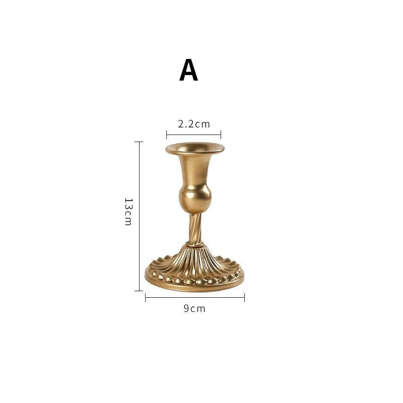 3pc Candlestick Holders Kit Brass Gold Candlestick Set