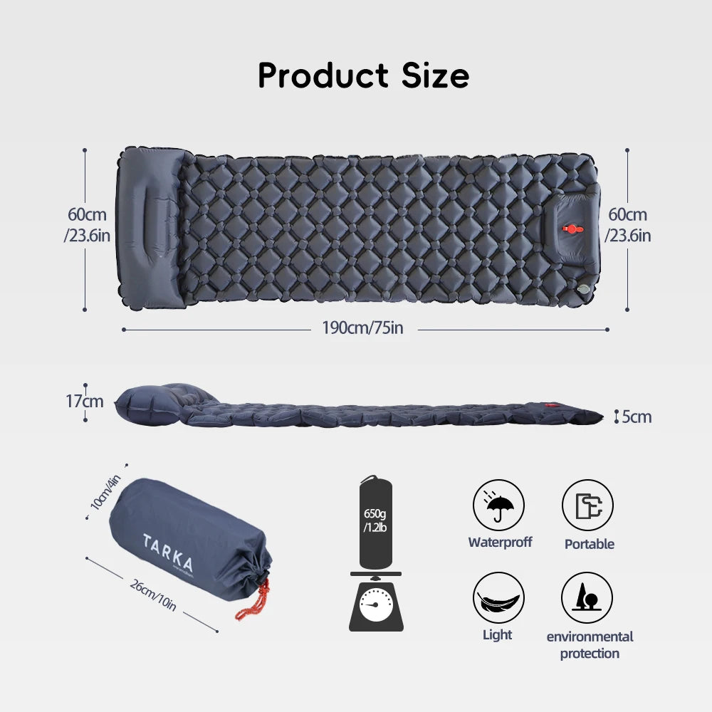 TARKA Inflatable Camping Mats Sleeping Pad Outdoor Tourist Air Cushion