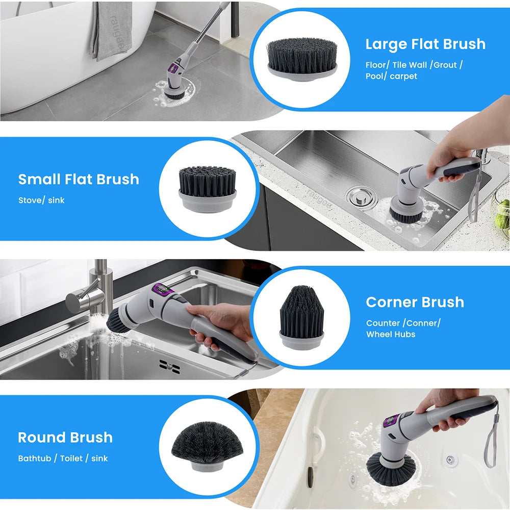 Electric Bathroom Cleaning Brush 10 in 1 Multifunctional Household Wireless