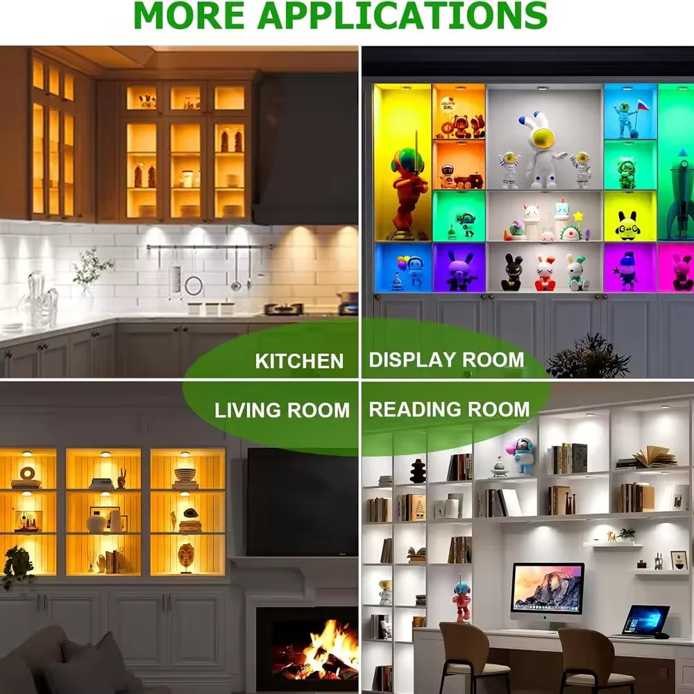 DC12V Tuya WIFI RGB LED Under Cabinet Light Dimmable Puck Light Festival