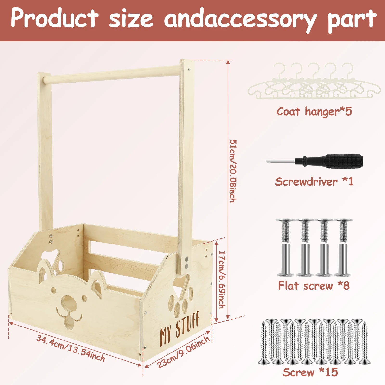 Wood Storage Crate Baby Shower Clothing Basket Toys