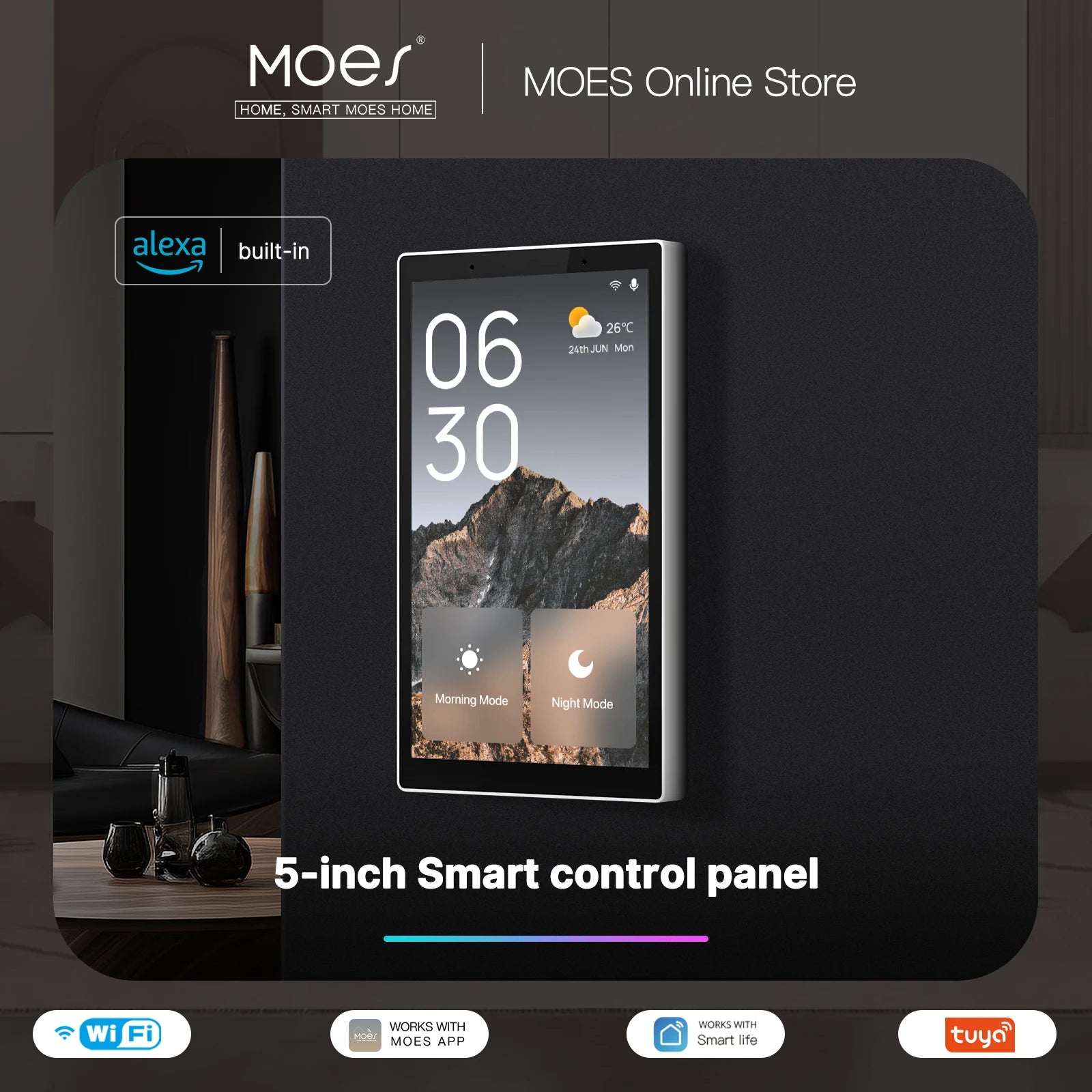 MOES Tuya Wifi Smart 5-inch Touch Screen Voice Control