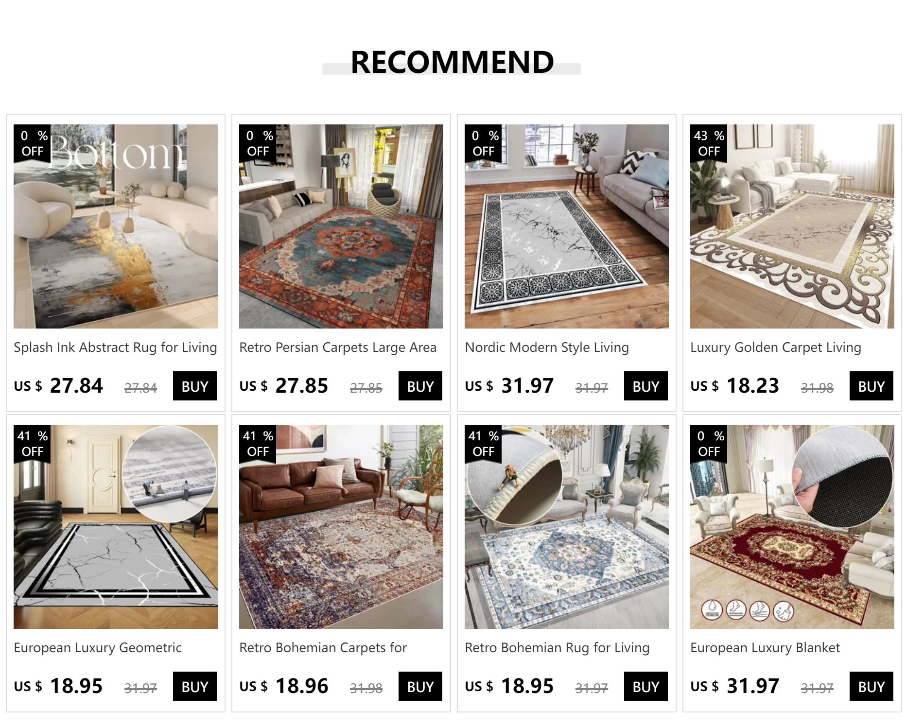 Modern Rectangular Chair Mat for Room Study Geometric