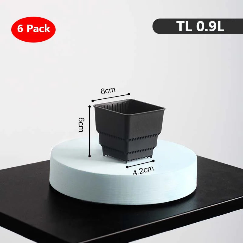 6 Pack Square Succulent Pots - Air Prunning Plastic Planters for Cactus