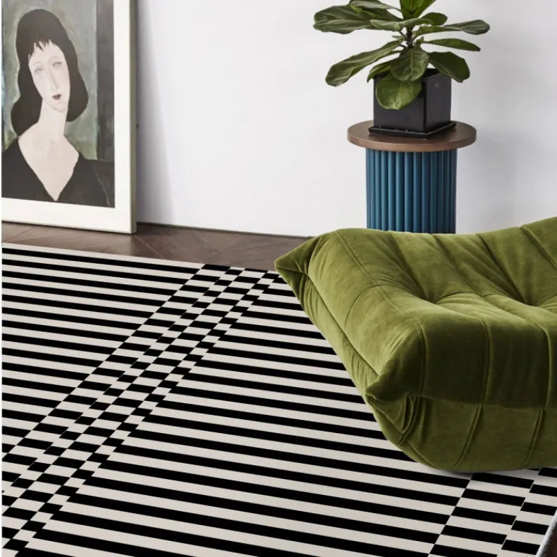 French Retro Rugs for Bedroom Checkerboard Living Room Decoration