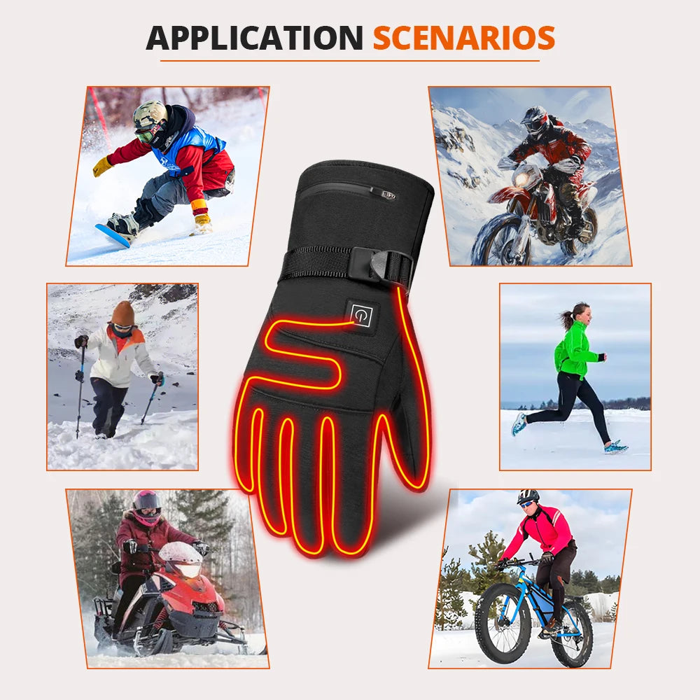 Electric Heated Gloves Winter Skiing Heated Gloves Moto Warm Waterproof