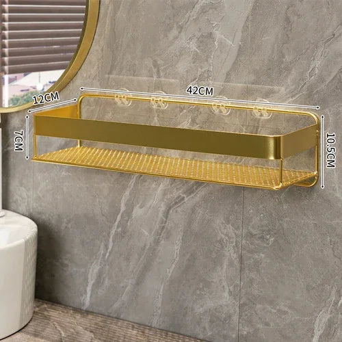 Gold storage rack bathroom storage rack wall mounted