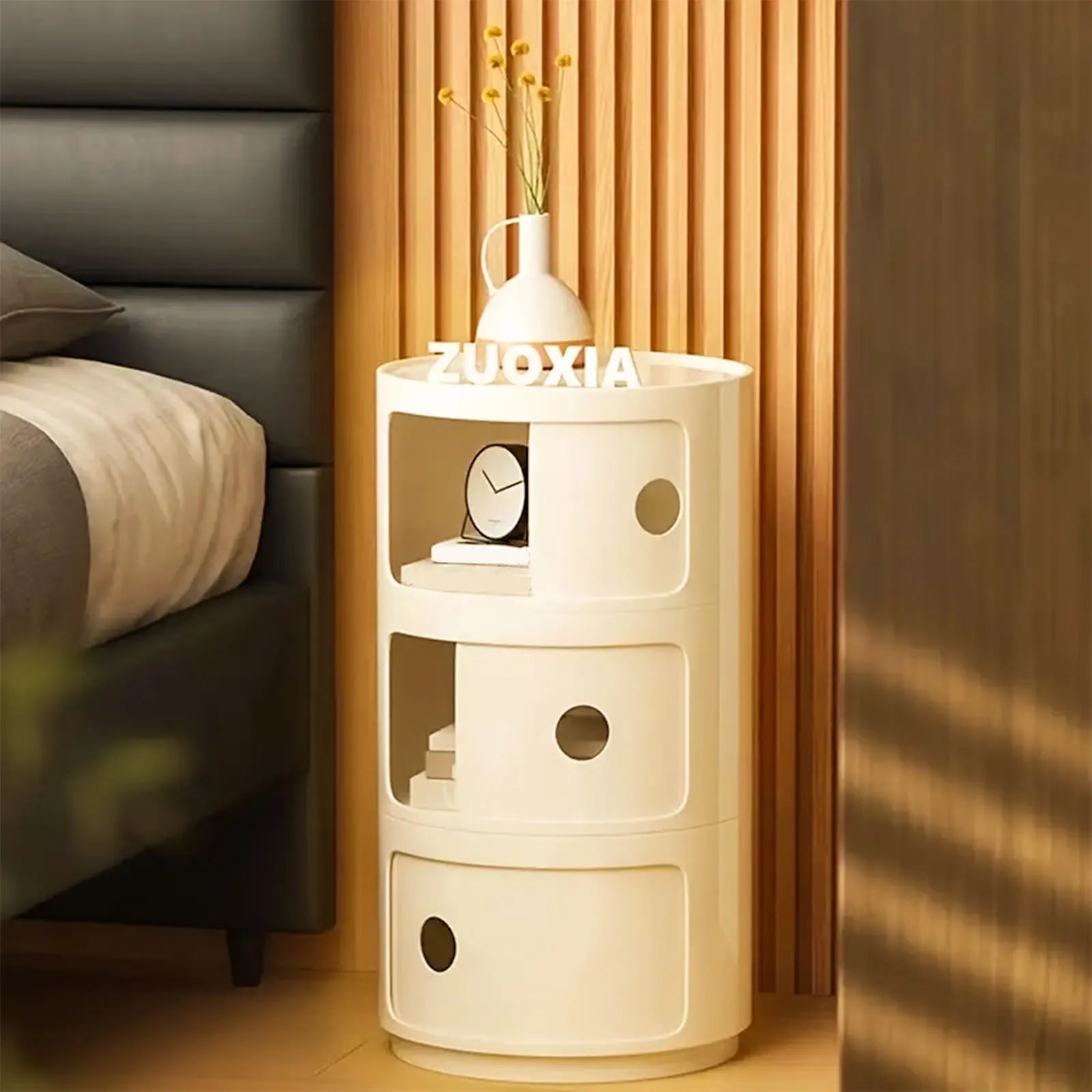 Podofo Round Bedside Cabinet Table