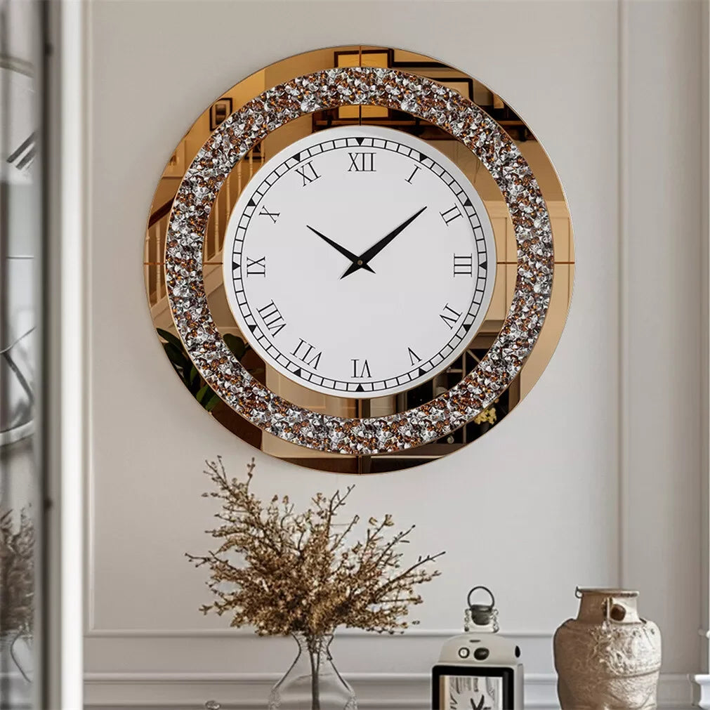 LUVODI 32inch Modern 3D Wall Clock Large Diamond Crystal