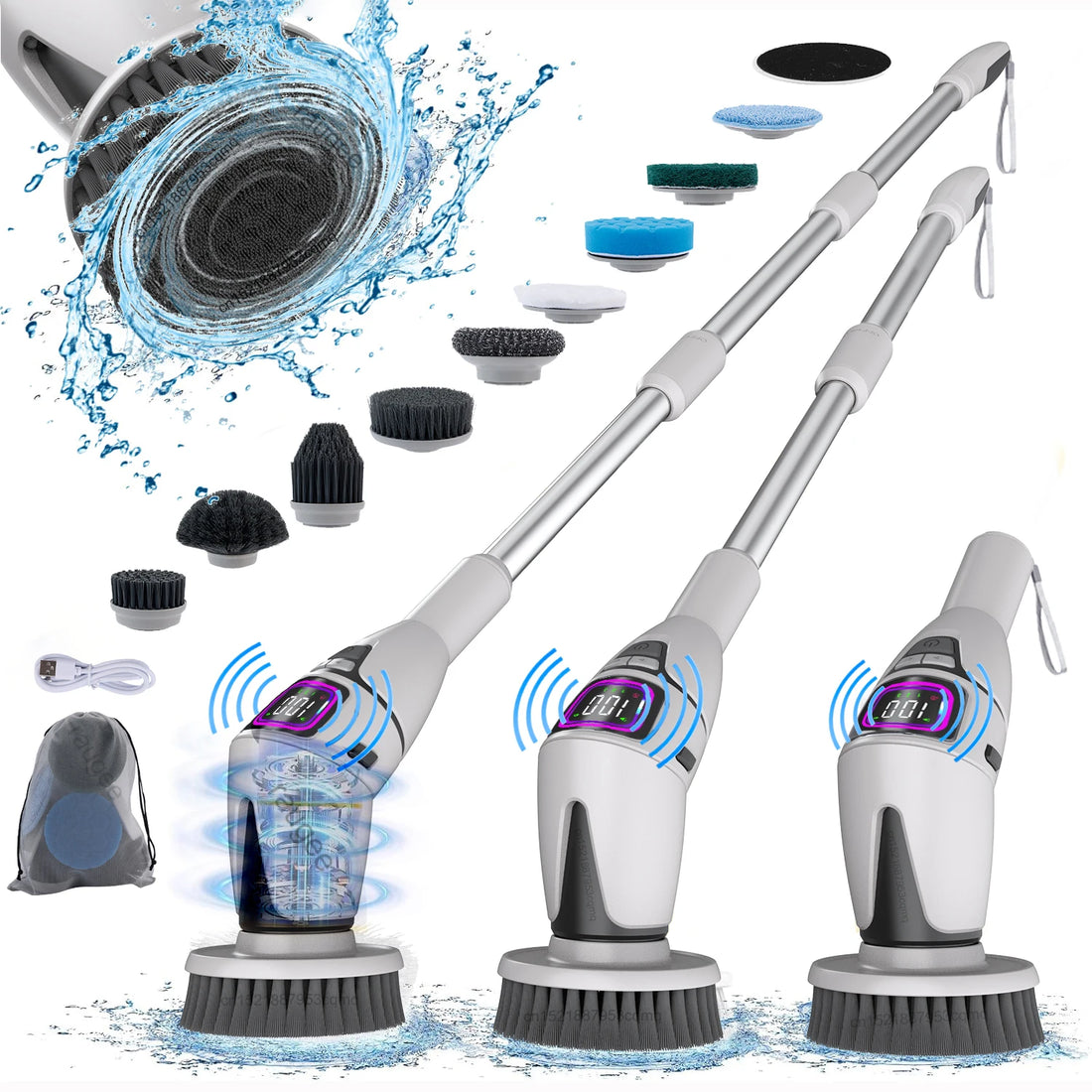 Electric Bathroom Cleaning Brush 10 in 1 Multifunctional Household Wireless