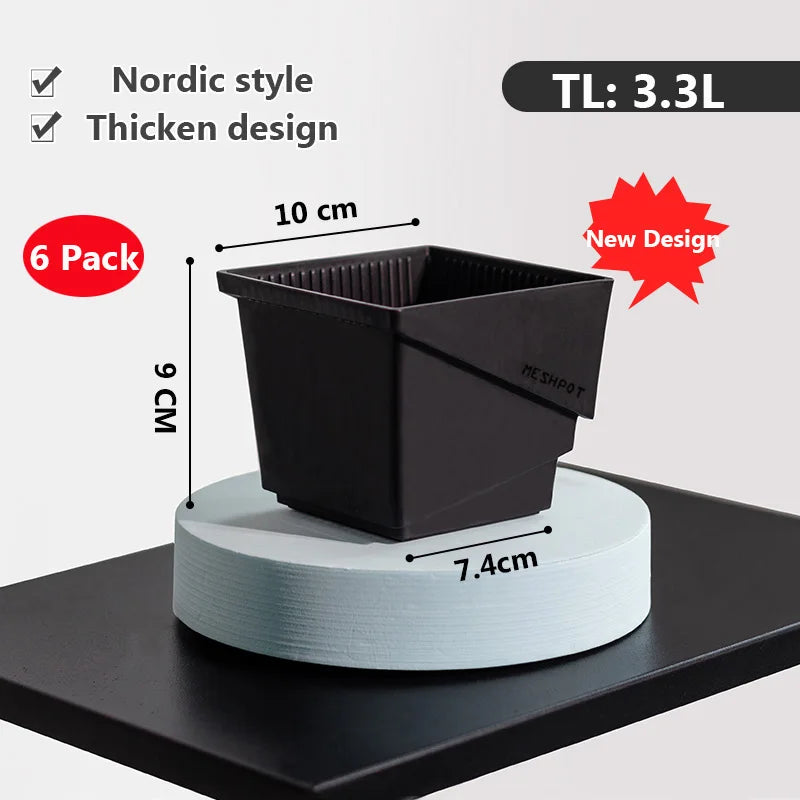 6 Pack Square Succulent Pots - Air Prunning Plastic Planters for Cactus