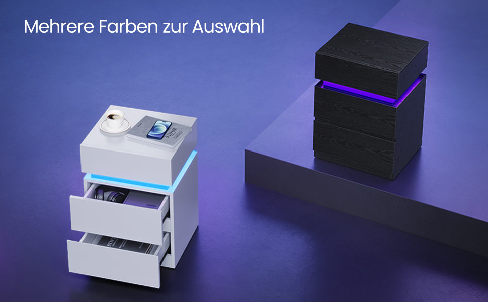 VASAGLE Bedside table with LED lighting